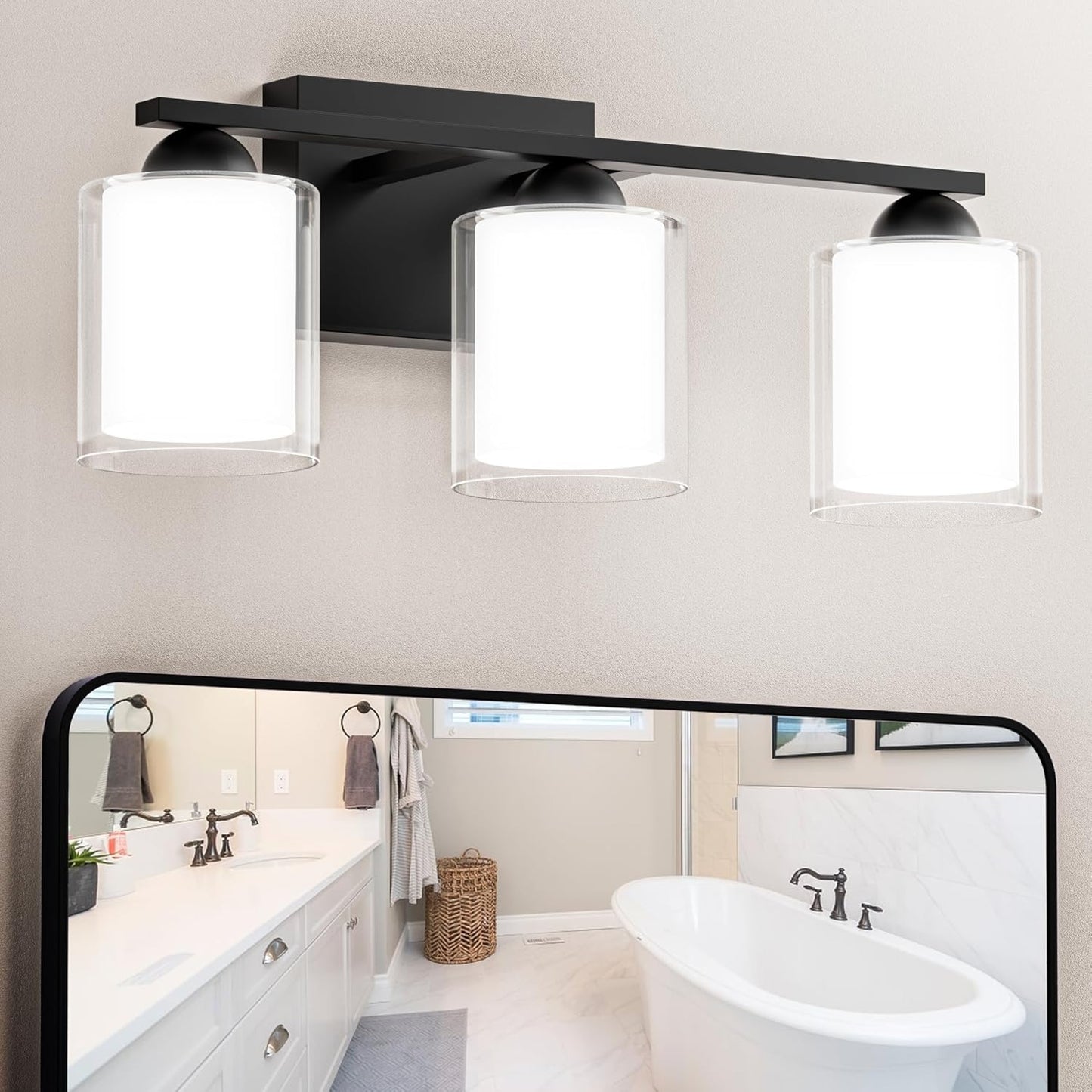 Quntis Black Bathroom Lighting Fixtures with 5 Color Modes