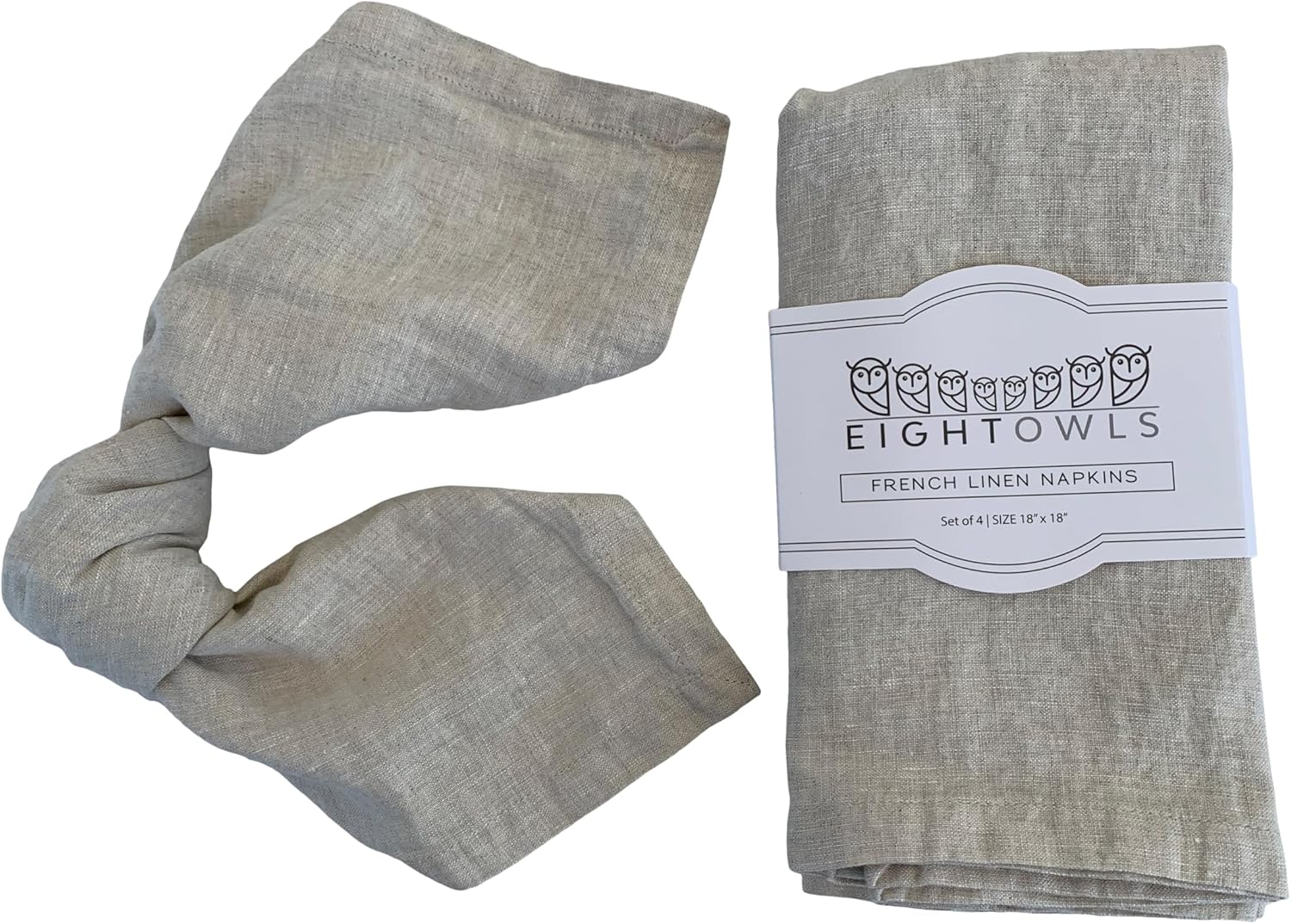 Linen Napkins 100% French Flax Stonewashed Set of 4 Natural Oatmeal