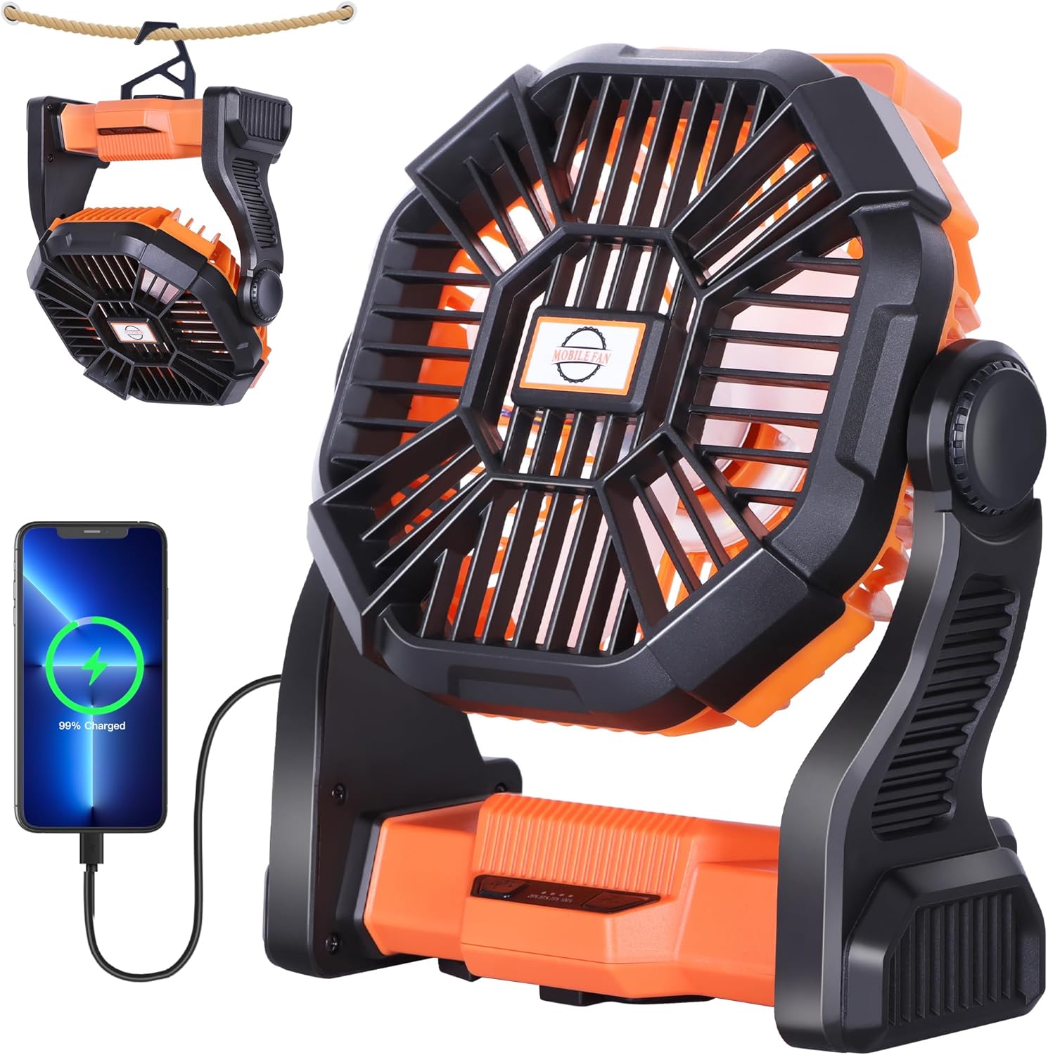 Portable 270 Rotating Fan - USB Rechargeable