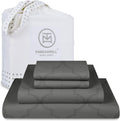 Queen Dark Grey Cotton Damask Jacquard Sheet Set - 300 TC