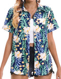 Womens Hawaiian Shirt Floral Tropic Print V Neck - Lightweight