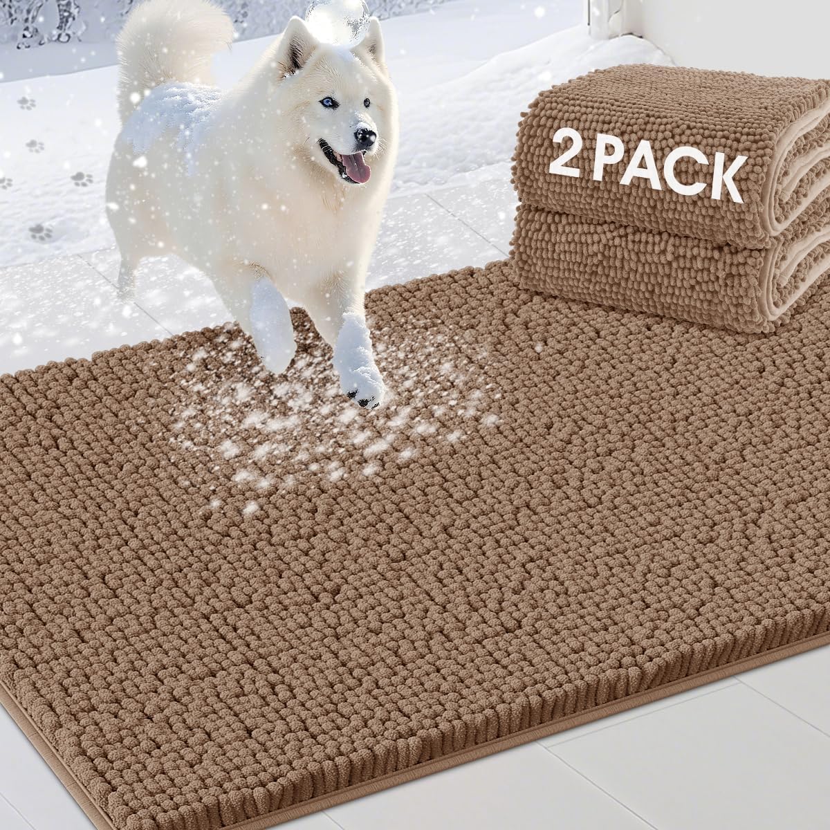 Muddy Door Mats for Dogs - Absorbent Chenille Pet Mats
