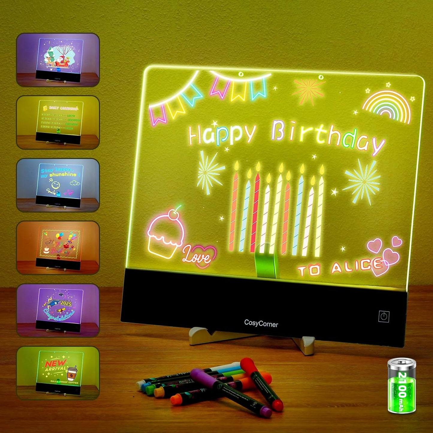 LED Drawing Board for Kids - Rechargeable Glow Note Board