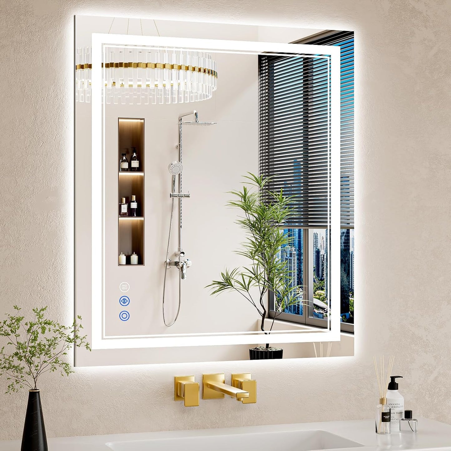 28X32 LED Bathroom Mirror with Lights, Anti-Fog, Dimmable