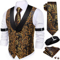 Mens Silk Paisley Vest and Accessories Set - Formal or Casual