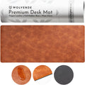 Premium Distressed Faux Vegan Leather Desk Mat (Brown/Tan, 15.75ft x
