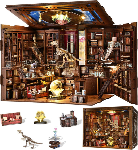 DIY Book Nook Library Kit for Miniature Dollhouse Enthusiasts