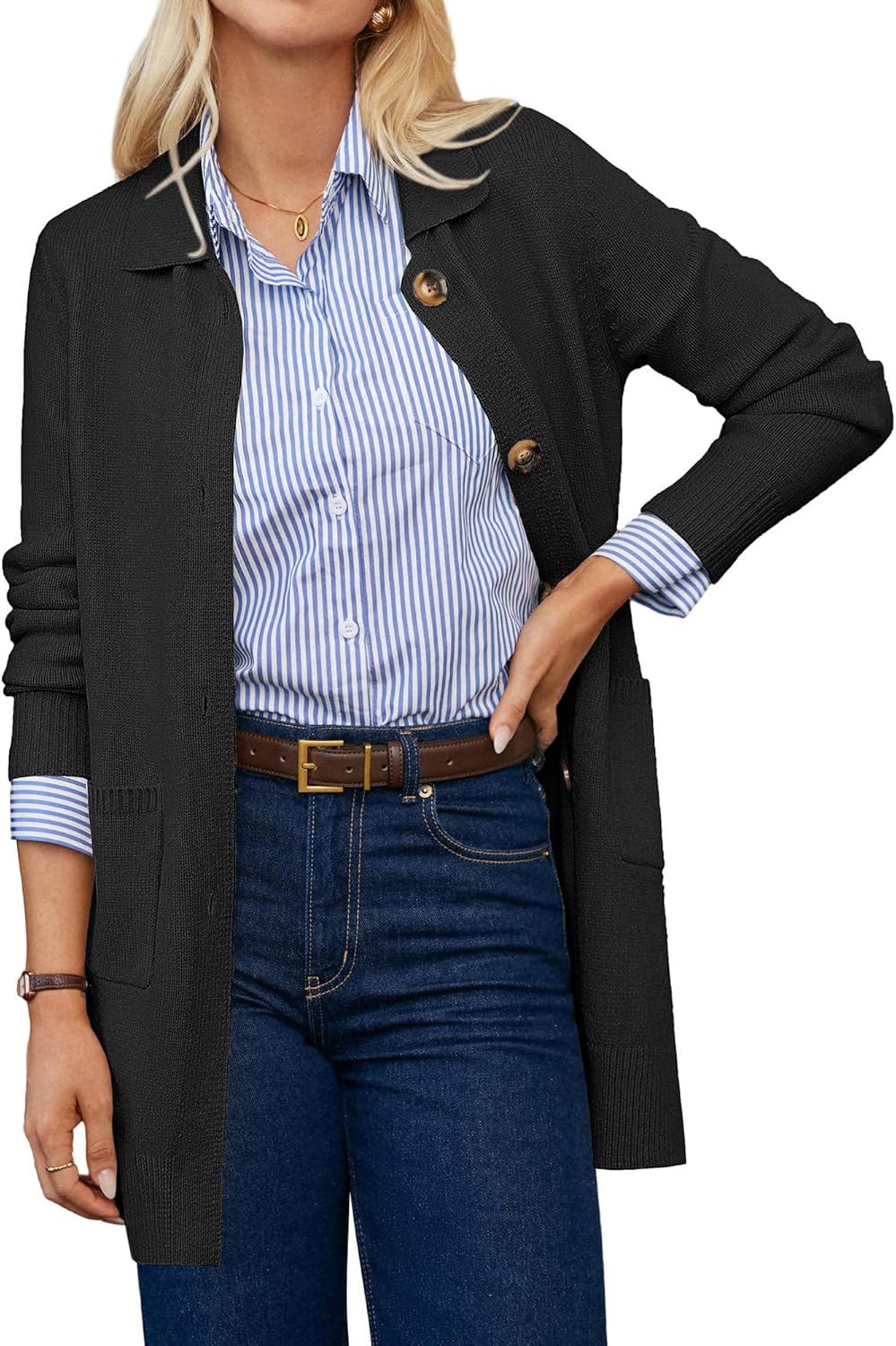 GRACE KARIN Women's Fall Long Cardigan Sweater with Pockets