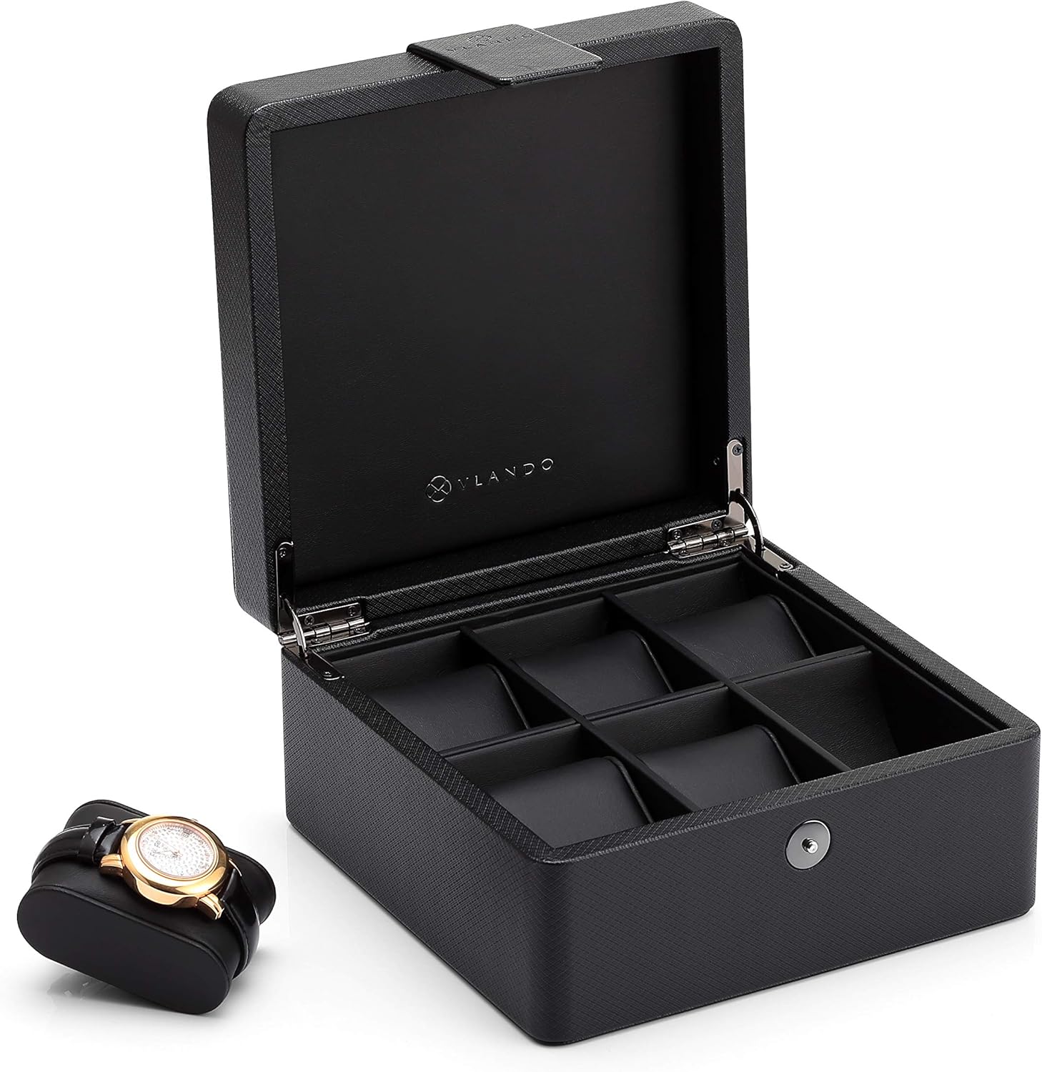Vlando 6-Slot Watch Box - Wooden Organizer, Gift Packing