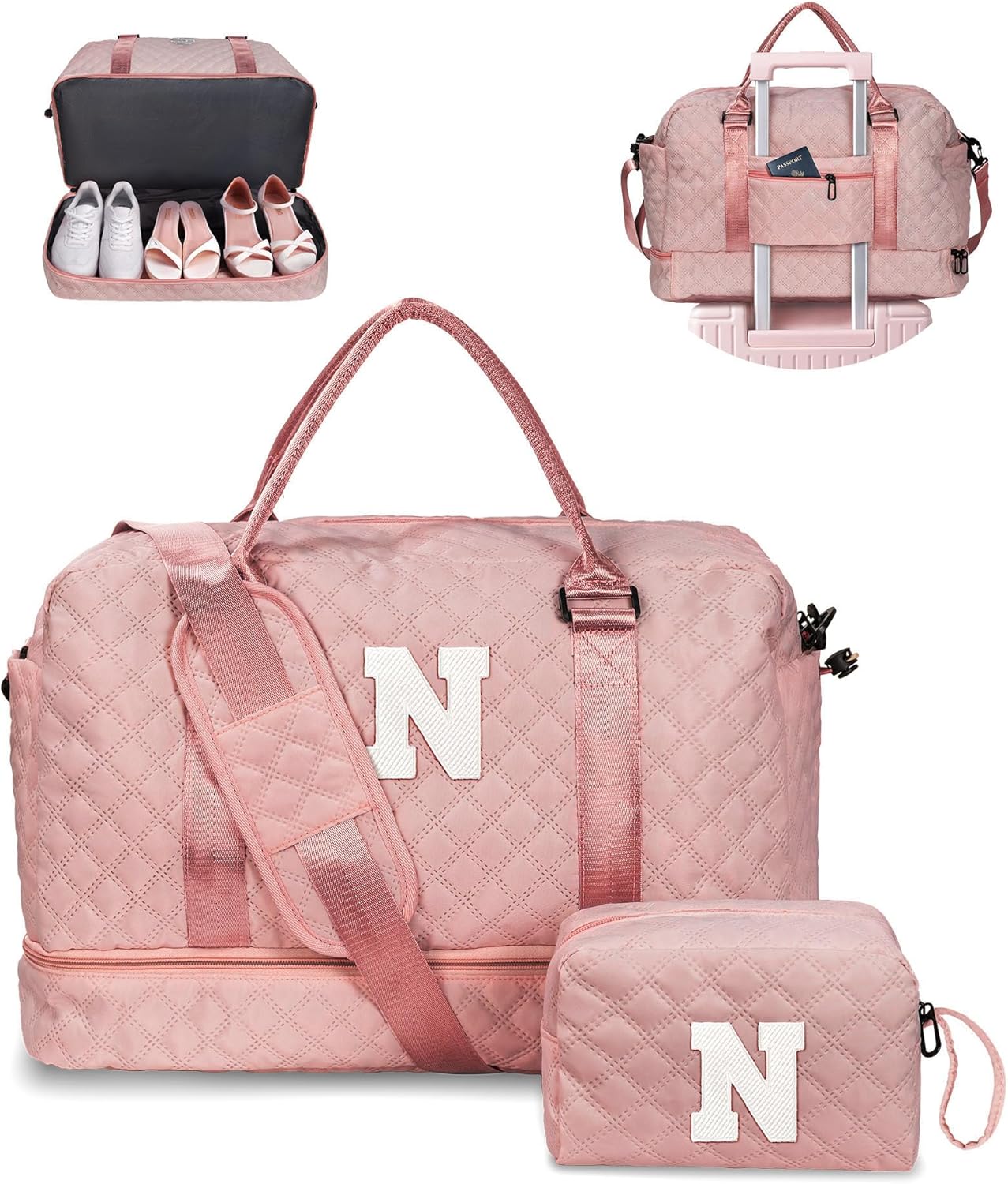 Vogewood Initial Duffle Bag for Weekend Travel and Gifts