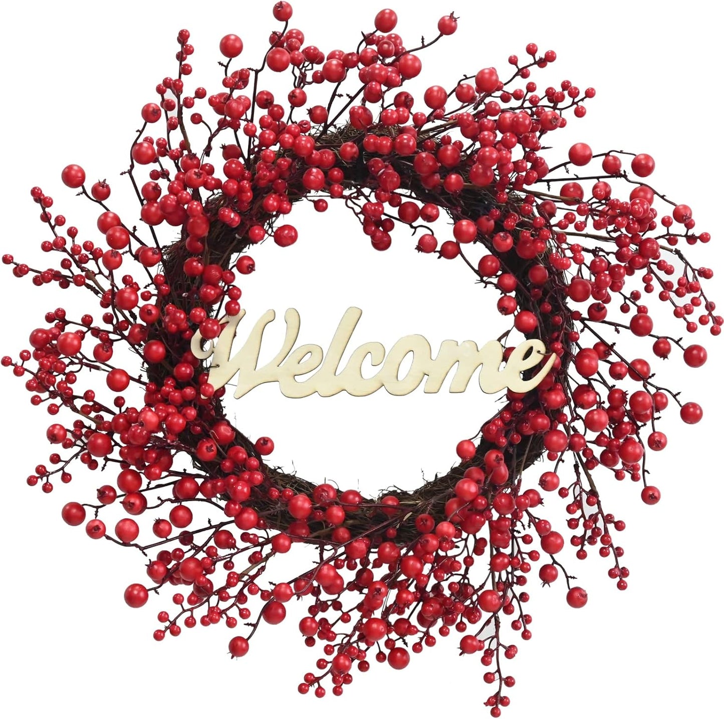 24 Inch Winter Christmas Front Door Wreath for Festive Decor
