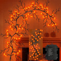 9 Ft Halloween Garland with 72 LED Orange Lights for Decor