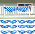Oktoberfest Fabric Bunting 6 Pack - White Blue Plaid Outdoor Flags