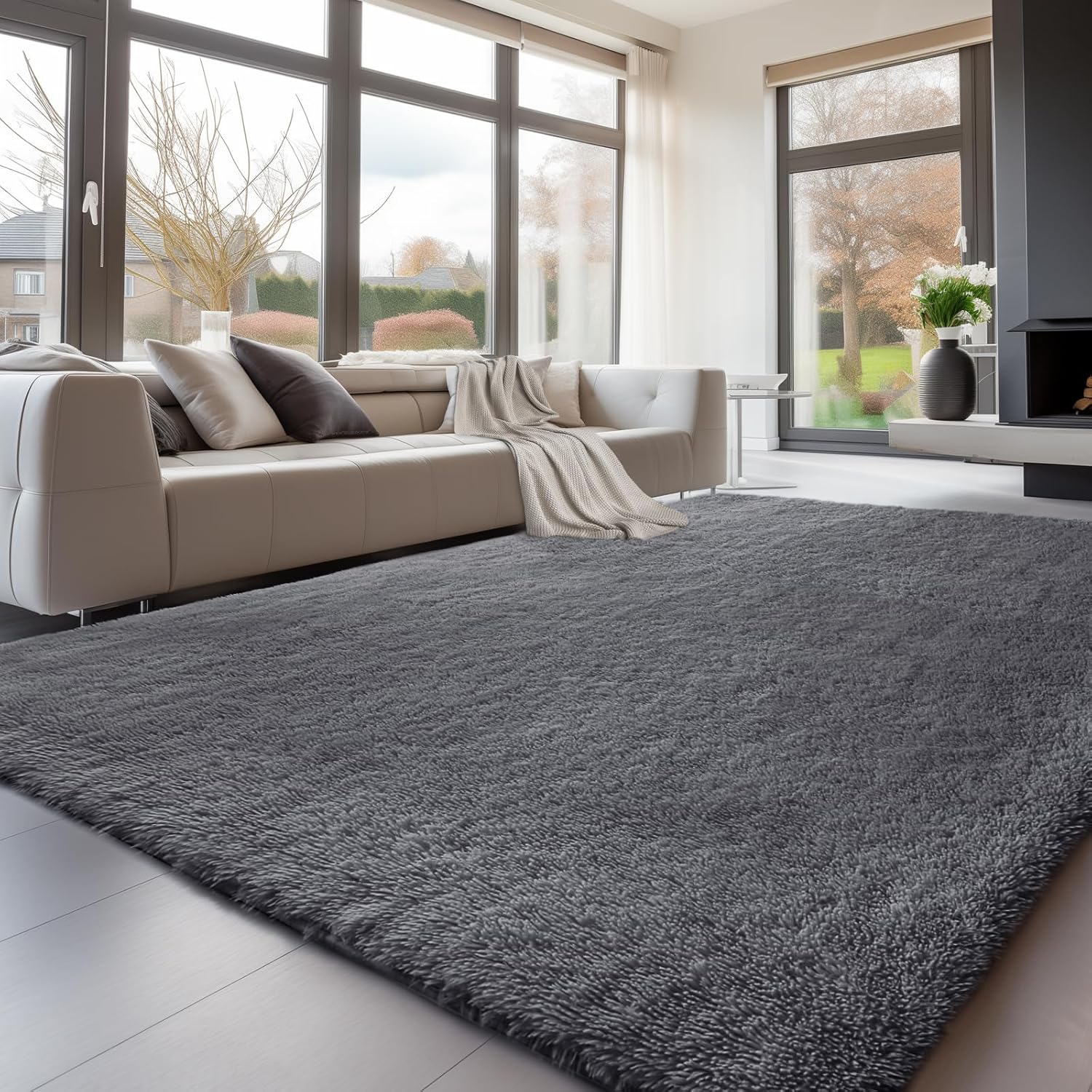 Sour Lemon Fluffy Area Rugs for Bedroom and Living Room Decor