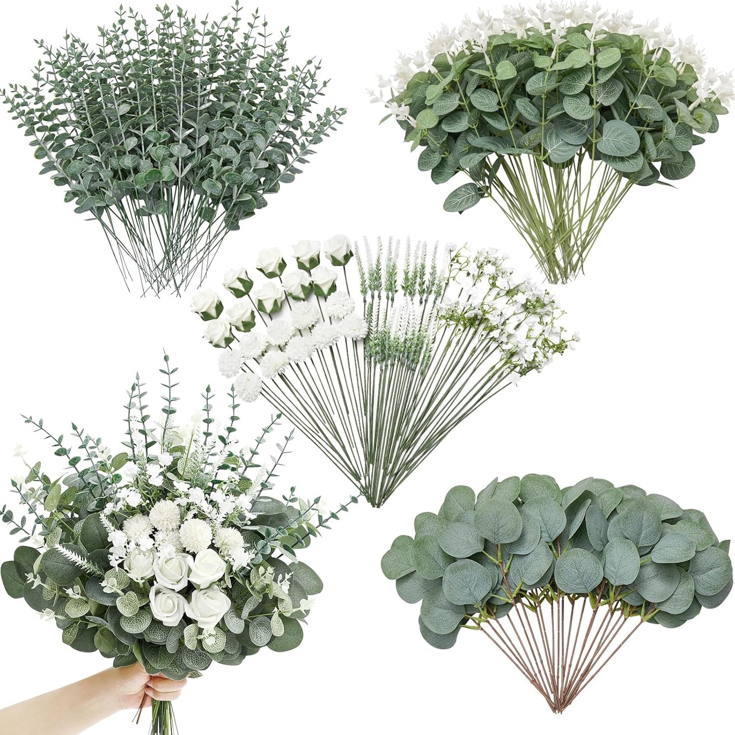 200 Pcs Mixed Artificial Eucalyptus Leaves for Home Decor