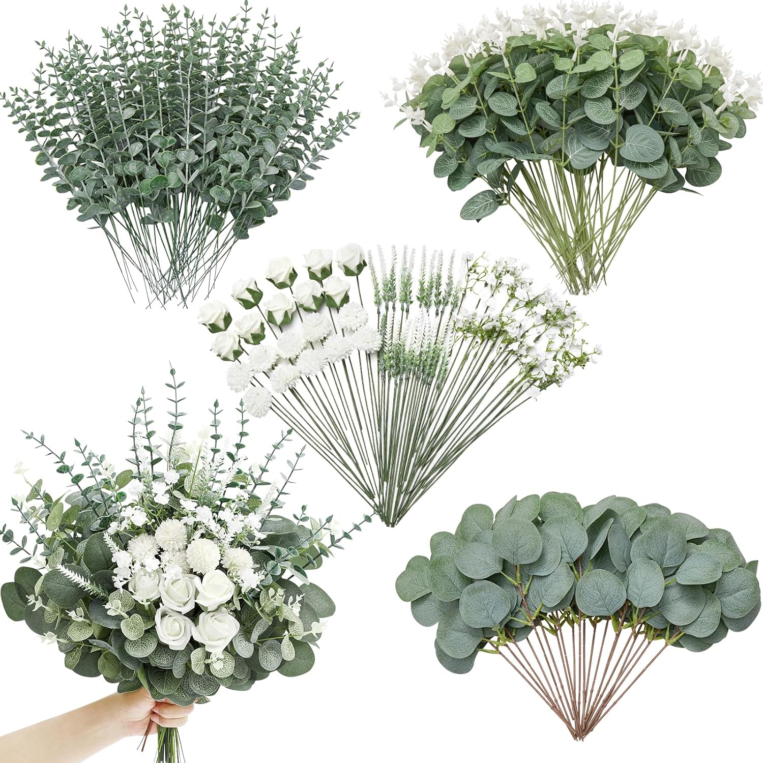 200 Pcs Mixed Artificial Eucalyptus Leaves for Home Decor