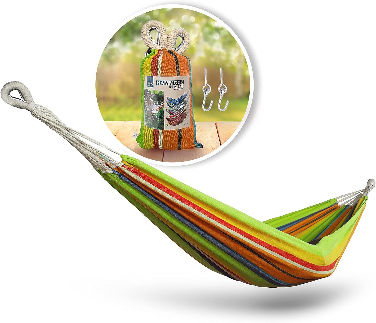Bliss Hammocks 40in Wide Hammock with Hand-Woven Rope Loops