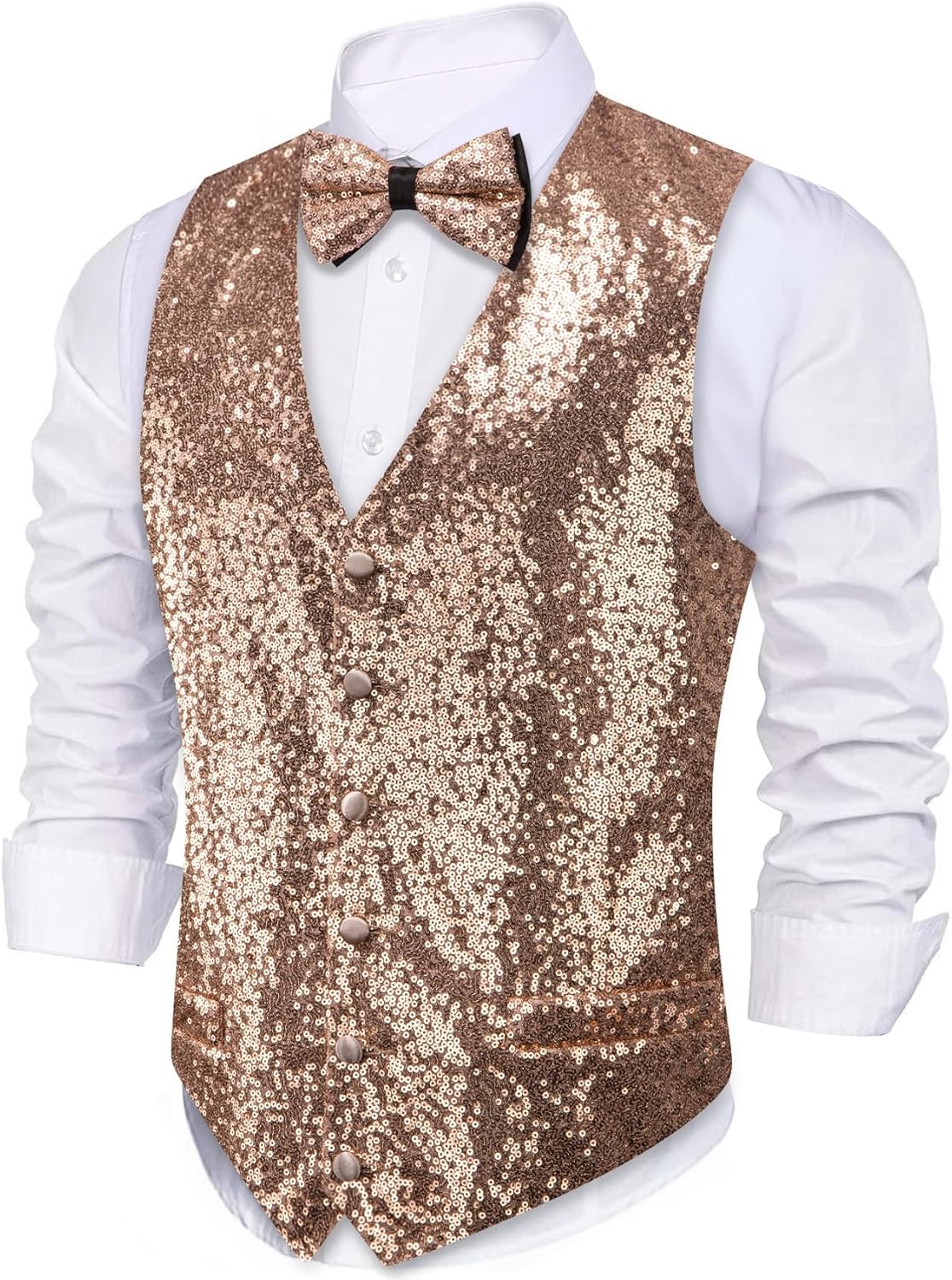 Barry.Wang Mens Sequins Vest for Formal and Leisure Events