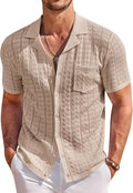 Men's Knit Button Down Shirt Short Sleeve - Vintage Summer Polo