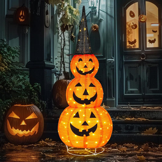 5FT Lighted Halloween Pumpkin Decorations for Spooky Decor