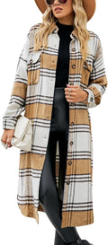 Women's Plaid Lapel Woolen Button Up Long Shacket - Cozy Layering