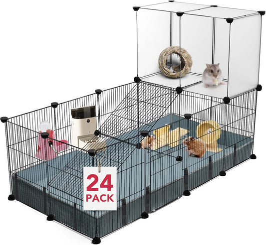 24 Panels Small Animal Playpen for Guinea Pigs and Puppies