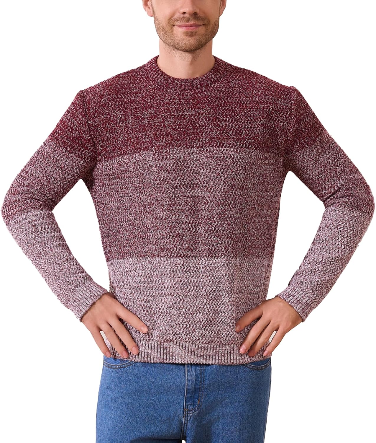 Mens Crewneck Pullover Sweater for Stylish Winter Fashion