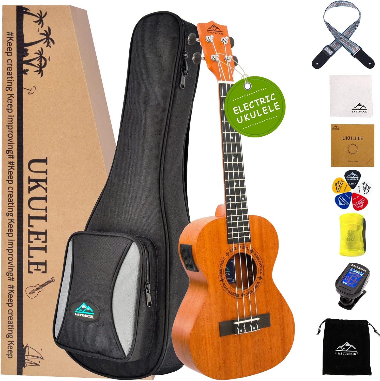 EASTROCK Tenor Ukulele Mahogany Beginner Electric 26 inch Kit