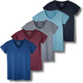 Real Essentials 5 Pack Women's Dry Fit V Neck Workout Tops T-Shirts