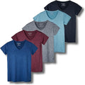 Real Essentials Women's V-Neck Activewear T-Shirt 5 Pack - Breathable