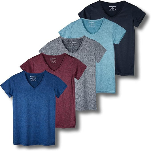 Real Essentials Women's Short Sleeve V-Neck Activewear T-Shirt