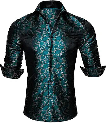 Barry.Wang Paisley Shirts for Men - Stylish Silk Dress Tops