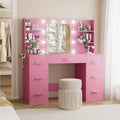 Vanity Desk with Mirror and Lights - Makeup Table with Power Outlet