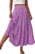 Women's Smocked High Waist Maxi Skirt Casual Boho Long Skirts Novelty