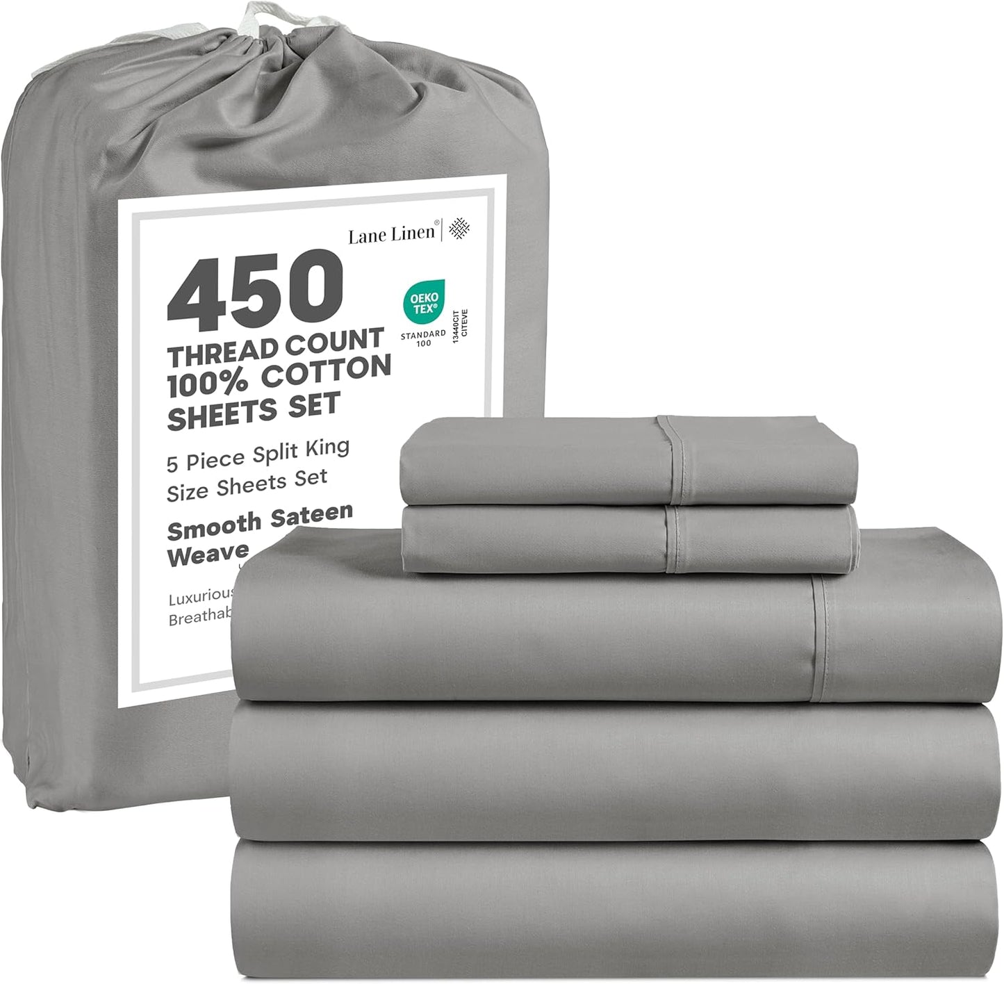 LANE LINEN Split King Sheets for Adjustable Bed Comfort