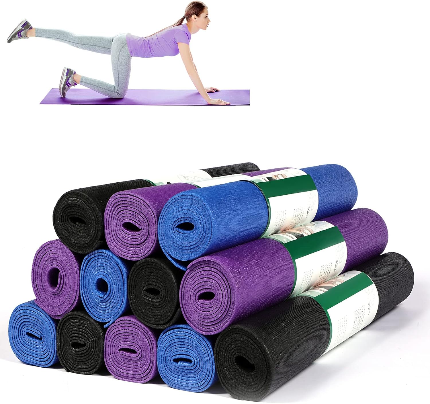 Non-Slip Yoga Mats Bundle for Home Workouts