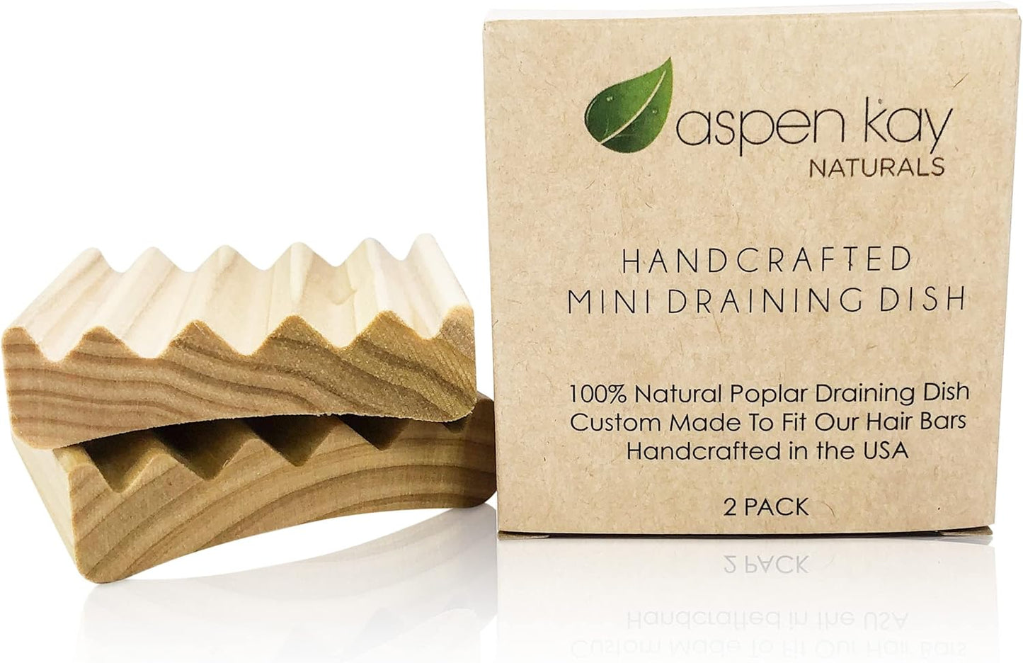 Natural Wood Soap Dish x2, USA Made, Draining Design