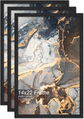 Engineered Wood 14x22 Picture Frame Set of 3 - Lightweight Black