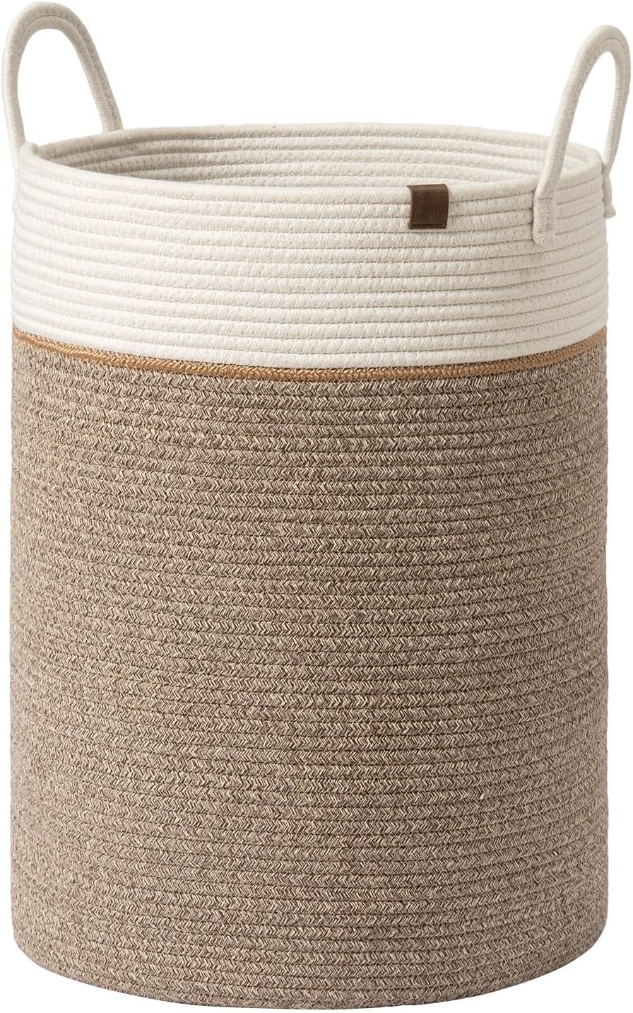 LA JOLIE MUSE Cotton Rope Laundry Basket for Stylish Storage