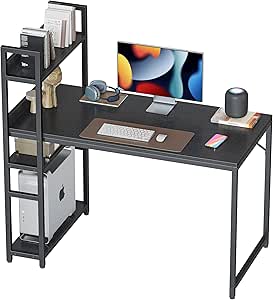 CubiCubi Computer Desk 47 inch with Storage Shelves for Home Office