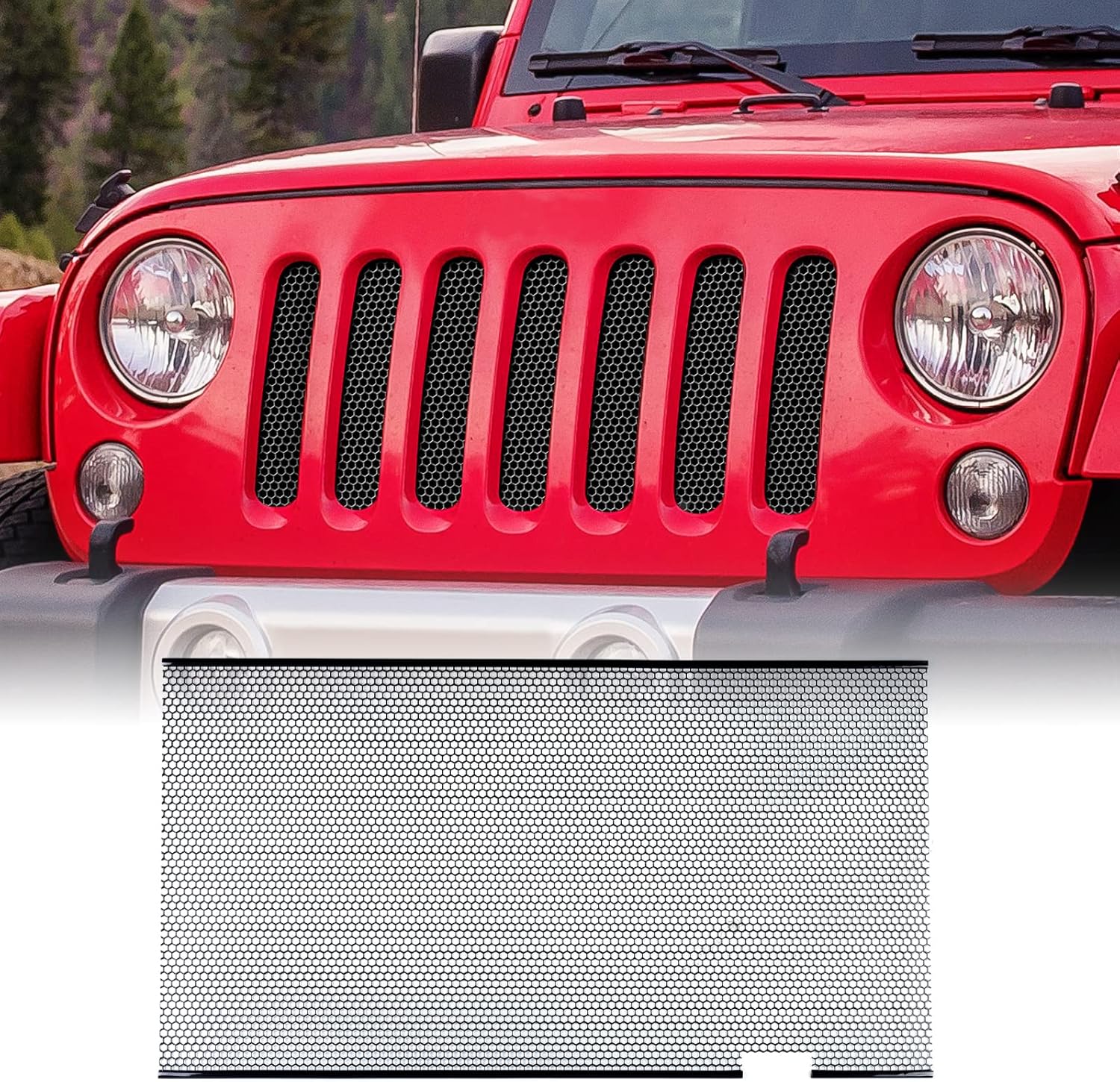AggAuto Grill Mesh Insert for Jeep Wrangler JK JKU 2007-2018