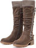 Women's Slouchy Knee High Boots Low Heel Comfort Round (Style 7KMG)