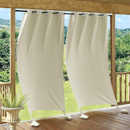 RYB HOME Windproof Outdoor Curtains for Sun Protection and Privacy