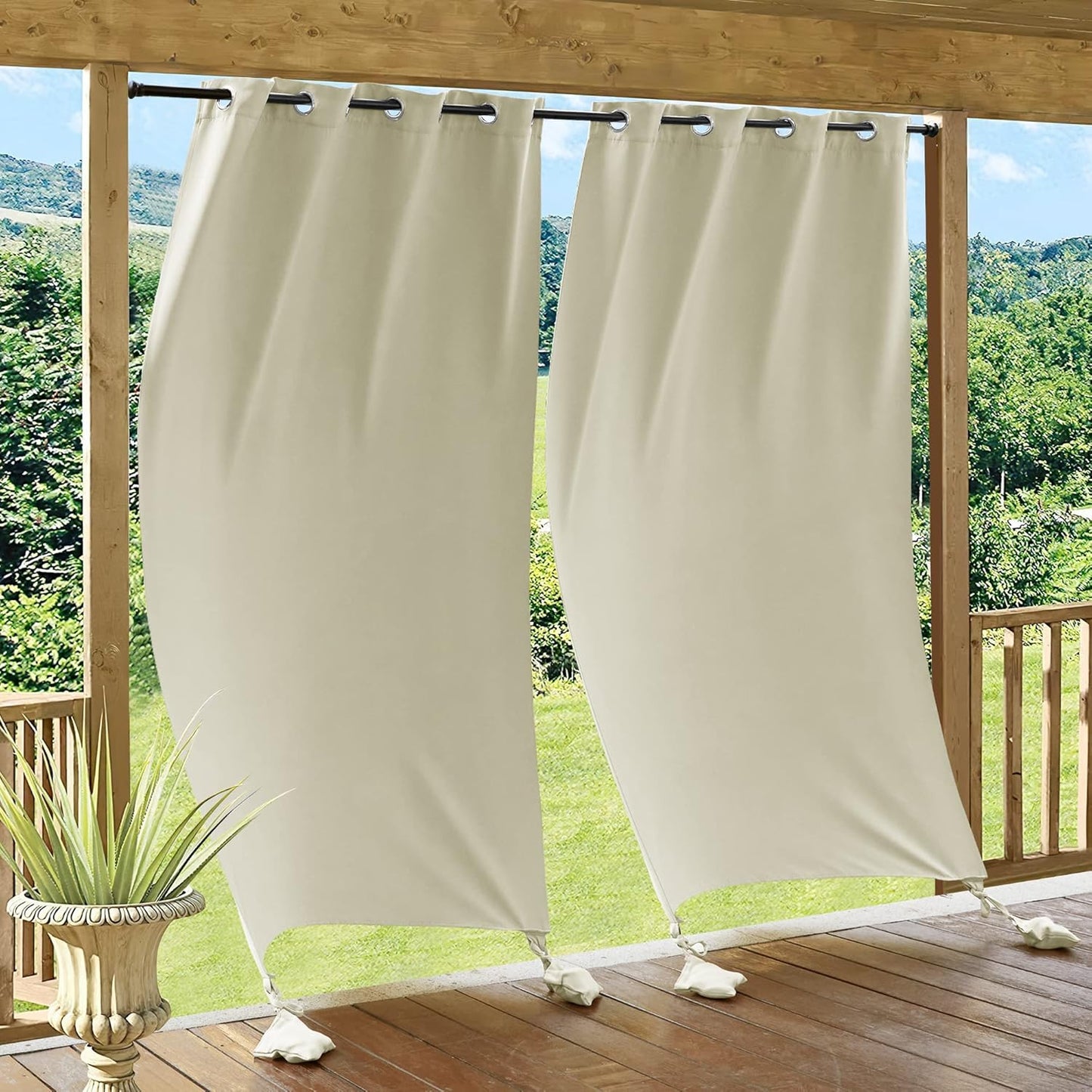 RYB HOME Outdoor Curtains for Patio with Weighted Bags