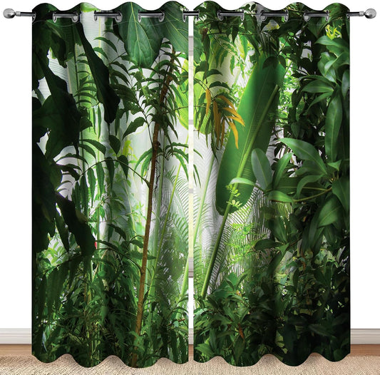 Tropical Rainforest Plant Leave Blackout Curtains for Home
