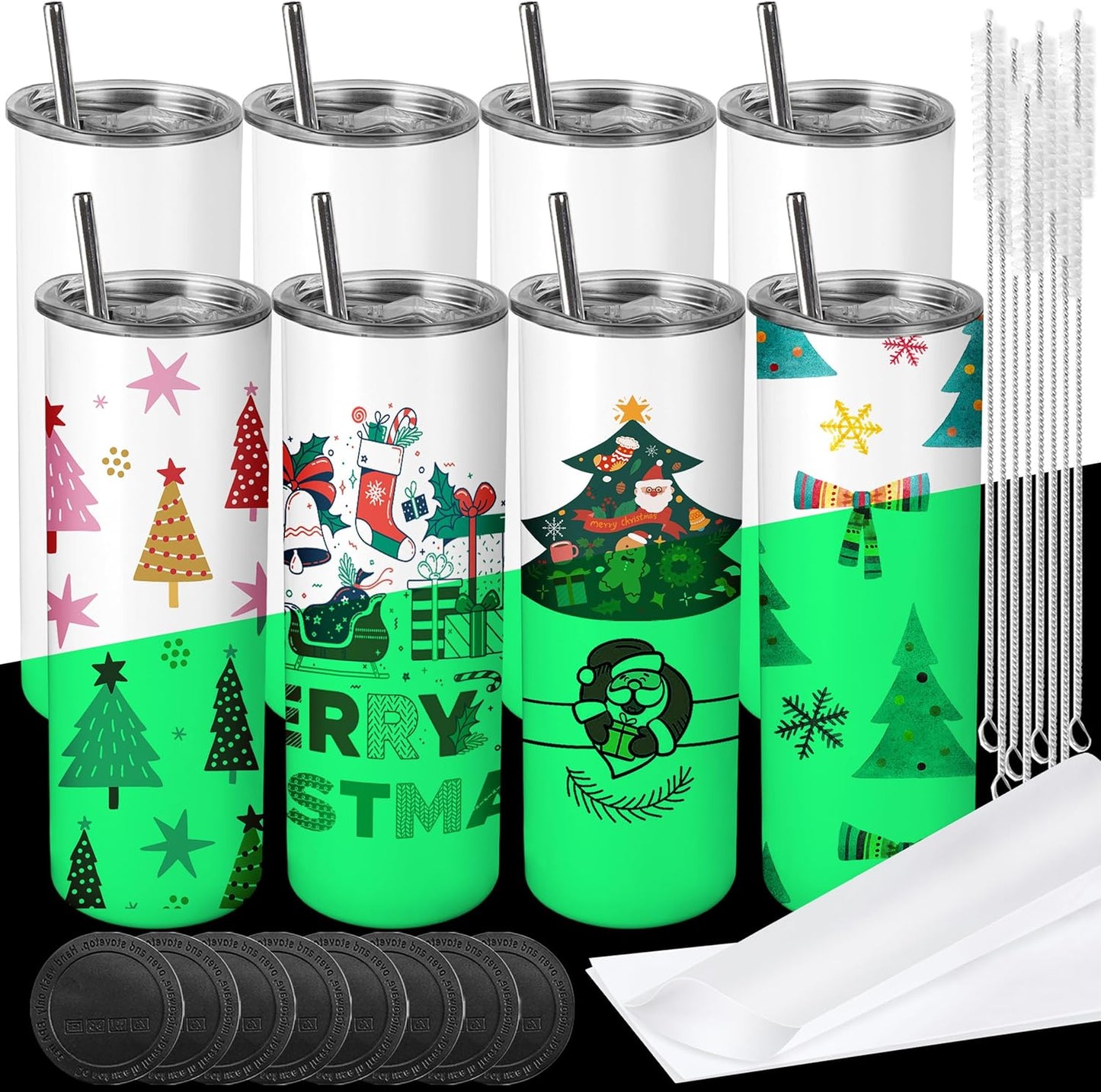 Sublimation Tumblers Glow in the Dark 20 oz Bulk 8 Pack