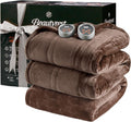 Heated Blanket King Size Chocolate - Reversible Plush Sherpa Cozy