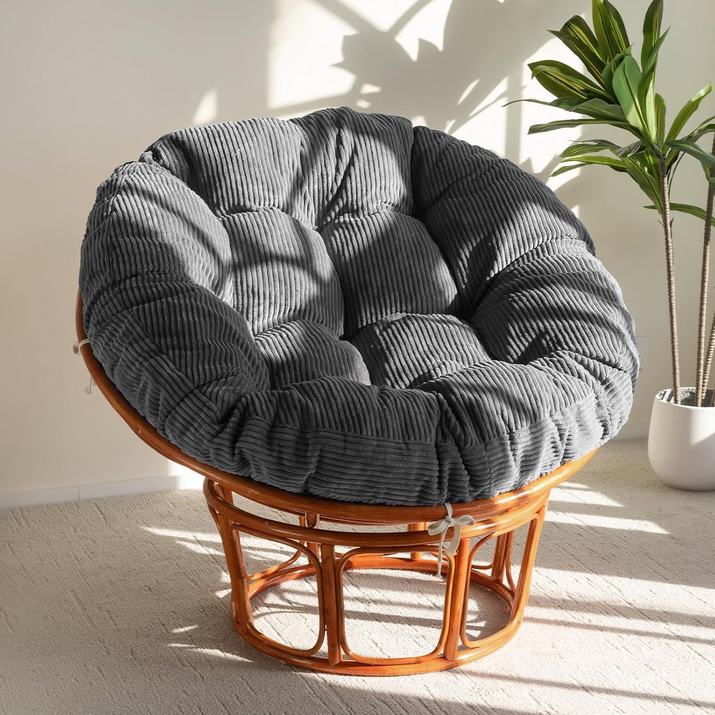 HIGOGOGO Papasan Chair Cushion: Overstuffed Comfort in Grey