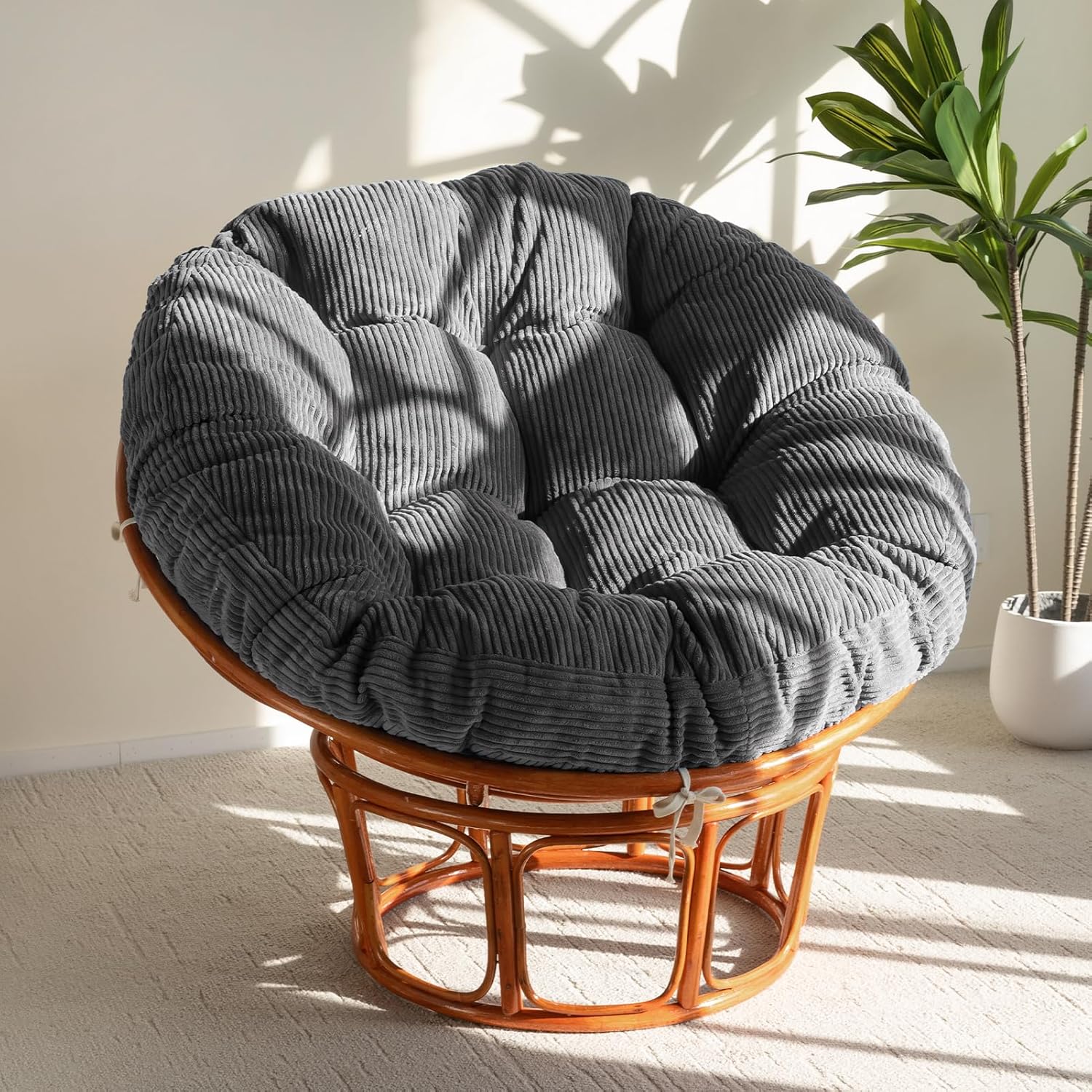 HIGOGOGO Papasan Chair Cushion: Overstuffed Comfort in Grey