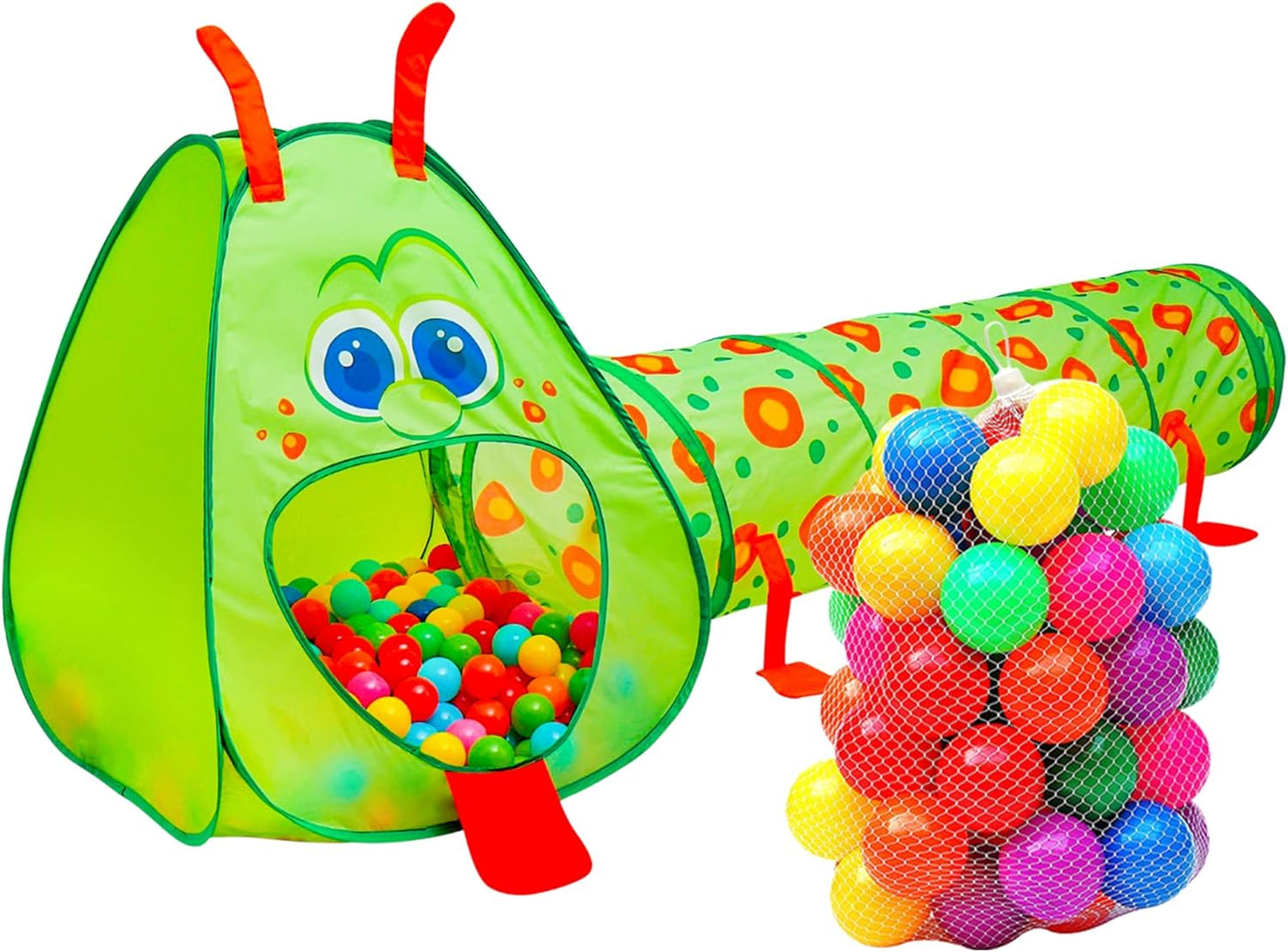 Kiddey Caterpillar Play Tunnel & Tent - 2 Pc. Pop-Up Ball Pit